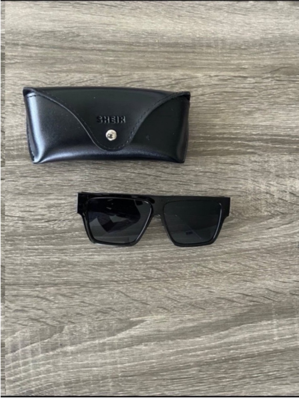 Black Oversized Square Women's Sunglasses with Case